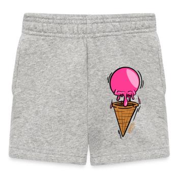 Rosa schmelzendes Eis am Waffelkegel - Baby Shorts - heather grey - Front