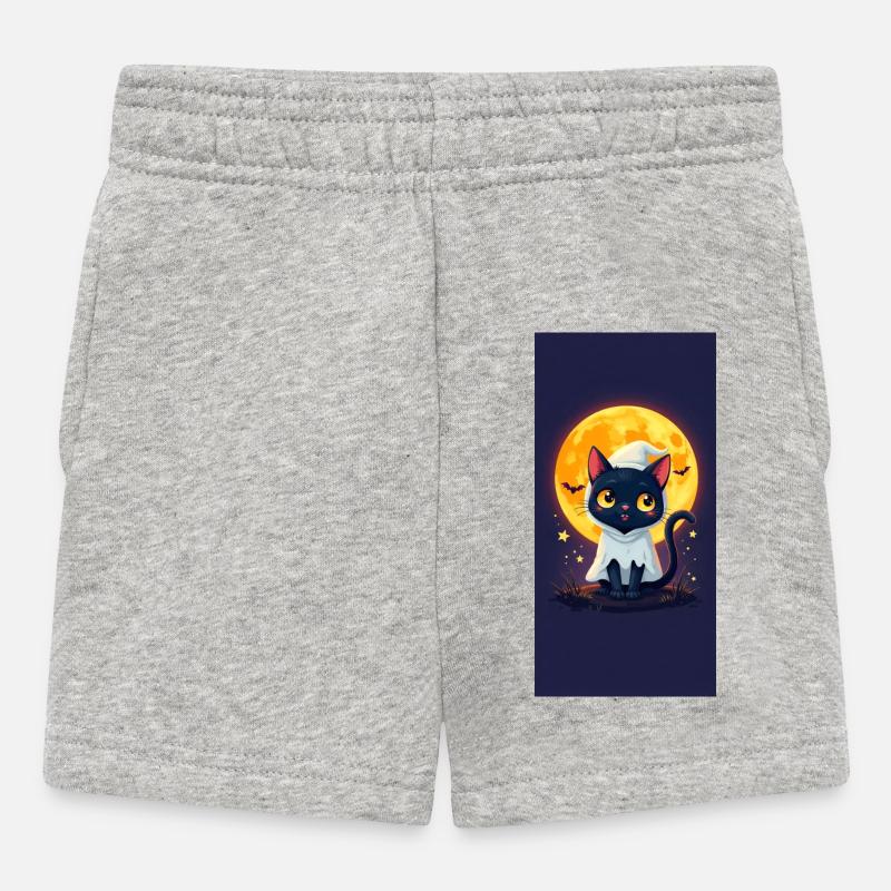 Moonlight Cat in Ghost Cloak - Baby Shorts - heather grey