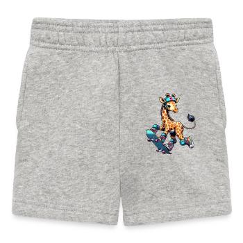 Skater Giraffe auf dem Skateboard - Baby Shorts - Grau meliert - Vorne