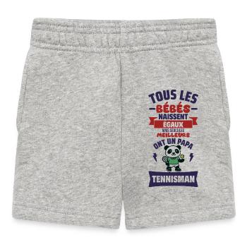 Bébé papa tennisman tennis cadeau de naissance - Short Bébé - gris chiné - Devant