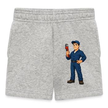 Motif de héros artisan avec clé à molette - Short Bébé - gris chiné - Devant