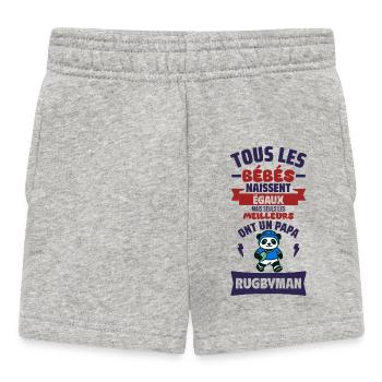 Bébé Papa rugbyman cadeau de naissance - Short Bébé - gris chiné - Devant