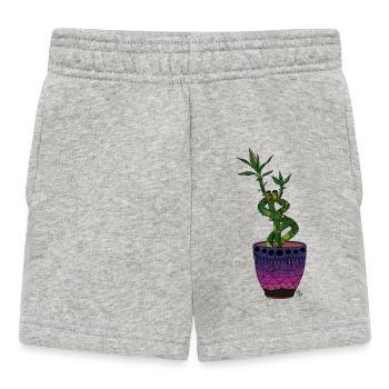 Glücksbambus im Topf - Baby Shorts - Grau meliert - Vorne