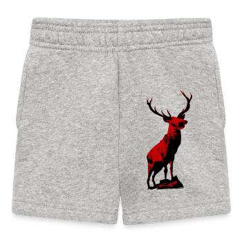Black and red deer with surveillance camera head - Baby Shorts - heather grey - Front
