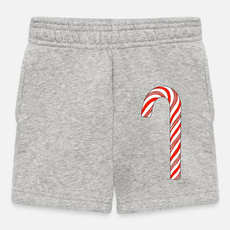 Canne de bonbon rouge blanc - Short Bébé - gris chiné