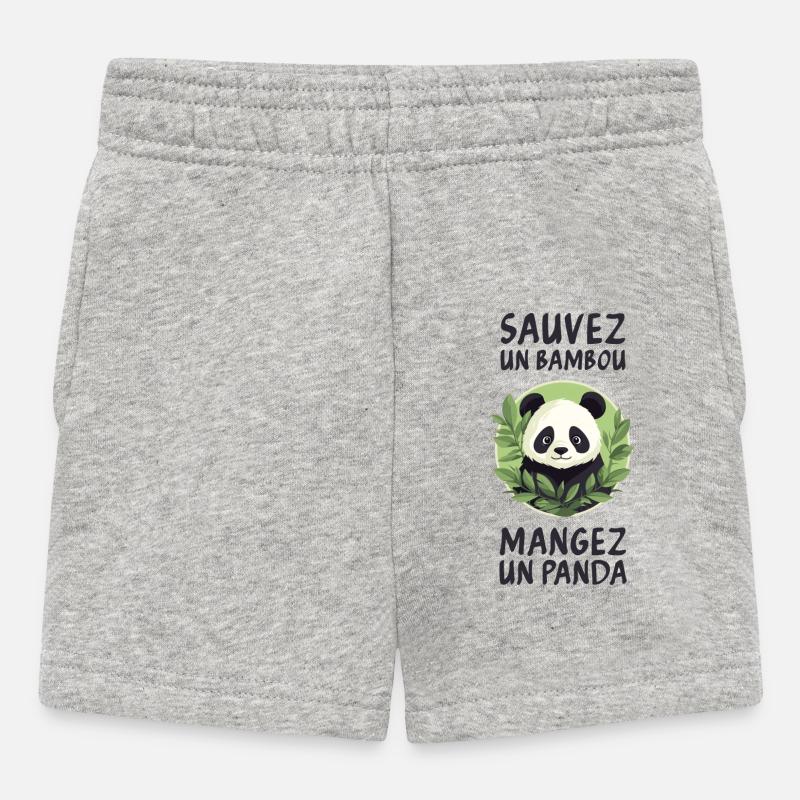 Rette einen Bambus, iss einen Panda. - Baby Shorts - Grau meliert
