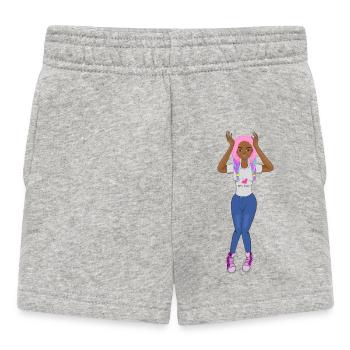 Black Girl Pink Braids Hair Cute Afro Girl - Baby Shorts - heather grey - Front