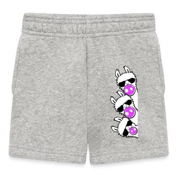3 Llama Gum Bubbles Page Team Stacked Friends - Baby Shorts - heather grey - Front