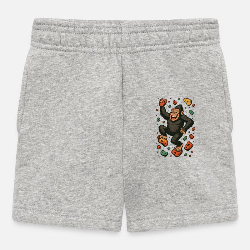 Bloc Gorille Singe Escalade Cadeau Rétro - Short Bébé - gris chiné