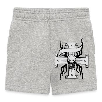 Crâne Création avec croix en deux couleurs - Short Bébé - gris chiné - Devant