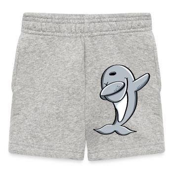 Delfin fait Dab Dance - Tamponner - Dolphin - Comic - Short Bébé - gris chiné - Devant