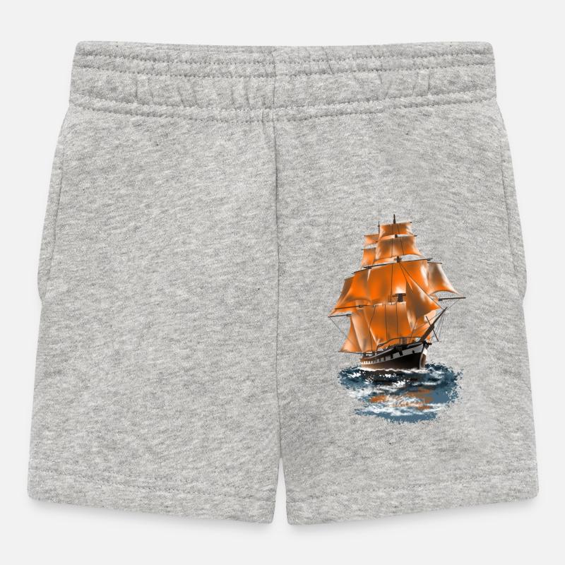 sailing ship - Baby Shorts - heather grey