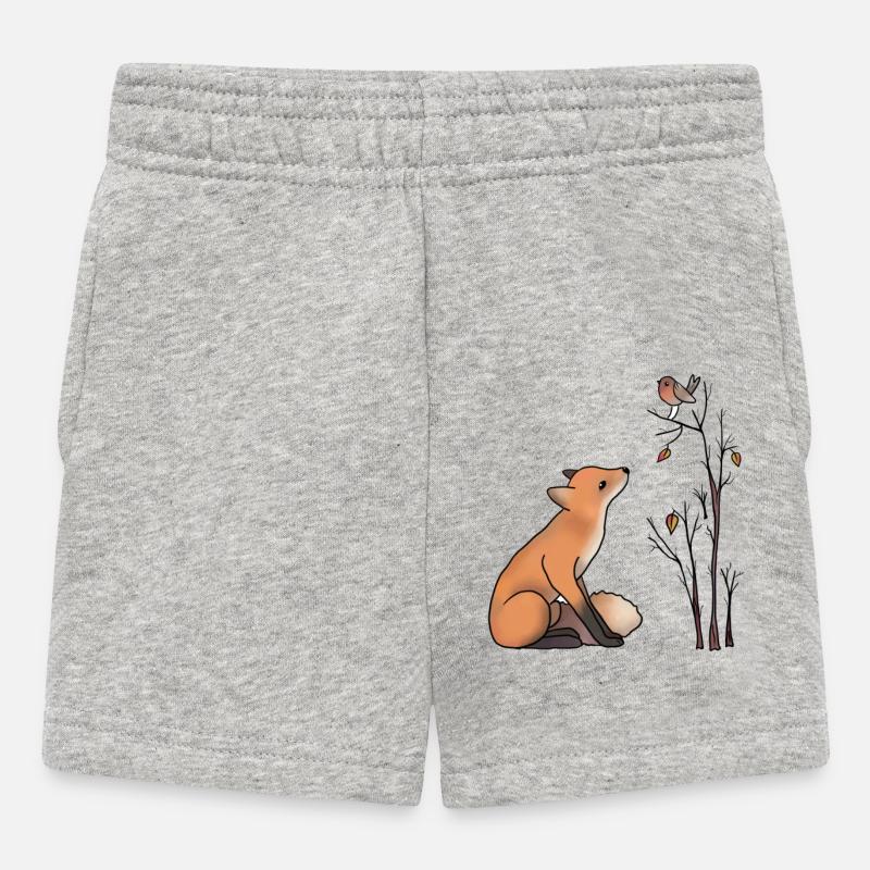 Fox and robin - Baby Shorts - heather grey