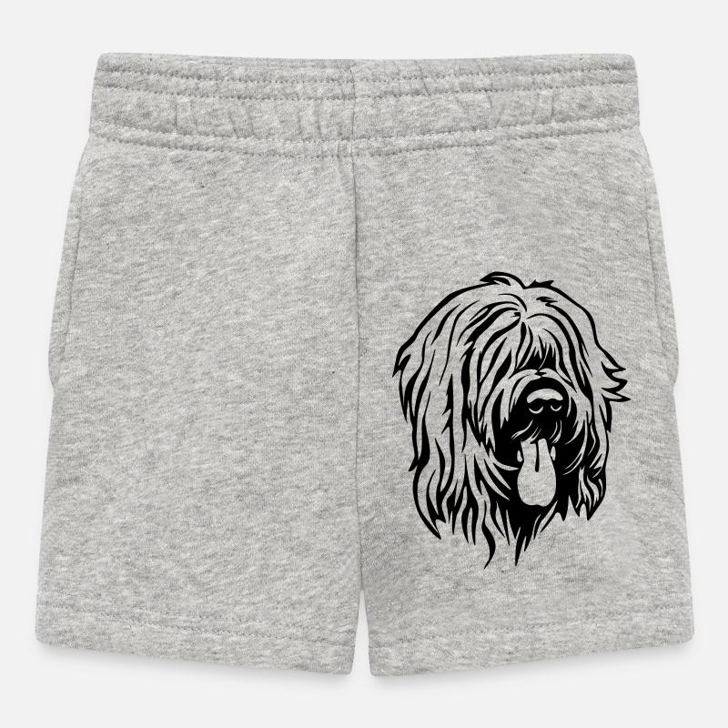 Briard Kopf - Baby Shorts - Grau meliert