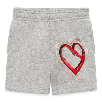 nostalgisches rotes Kalligrafie Herz - Baby Shorts - Grau meliert - Vorne