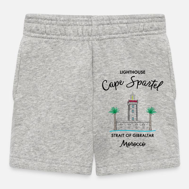 Morocco, Cape Spartel Lighthouse, Gibraltar - Baby Shorts - heather grey