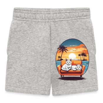 Katzen auf Sofa - Baby Shorts - Grau meliert - Vorne
