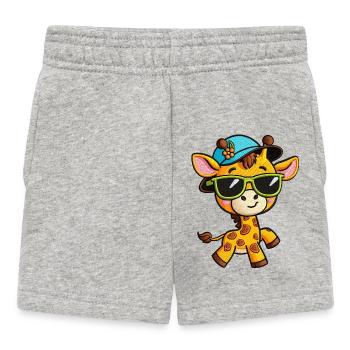Groovy Giraffe Sonnenbrille T-Shirt - Baby Shorts - Grau meliert - Vorne