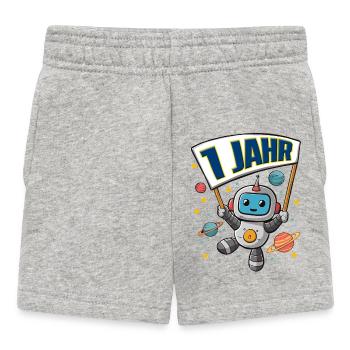 1 Jahr Kleiner Roboter als Astronaut im Weltraum - Baby Shorts - Grau meliert - Vorne