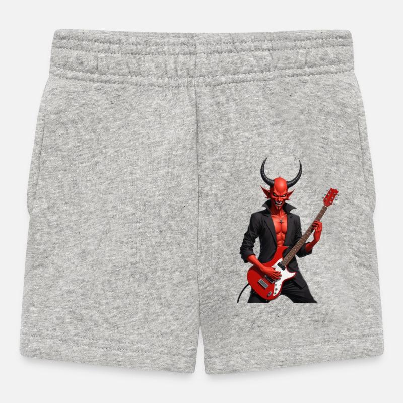Teufel mit roter E-Gitarre - Baby Shorts - Grau meliert