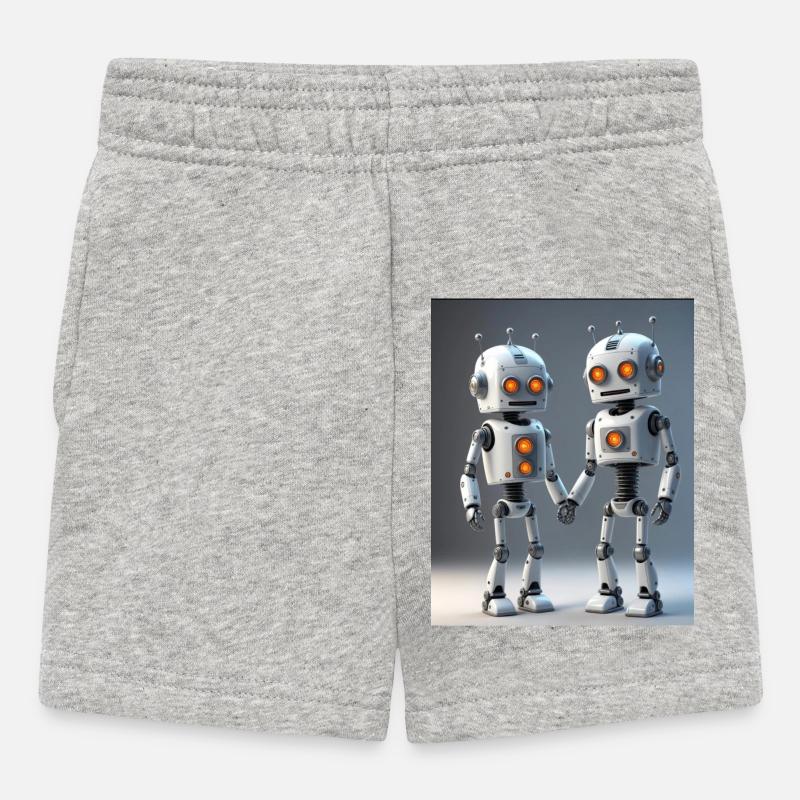 Couple de robots - Short Bébé - gris chiné