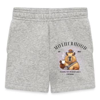 Motherhood 2025 Raising Tiny Human Like a Capybara - Baby Shorts - heather grey - Front