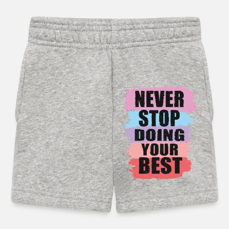 Conception motivante avec conception de texte en blocs de couleurs - Short Bébé - gris chiné