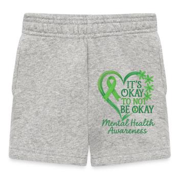 Mental Health Awareness Green Ribbon Design - Baby Shorts - heather grey - Front