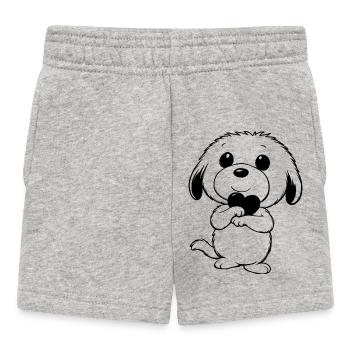 Cute dog with heart in his paws - Baby Shorts - heather grey - Front