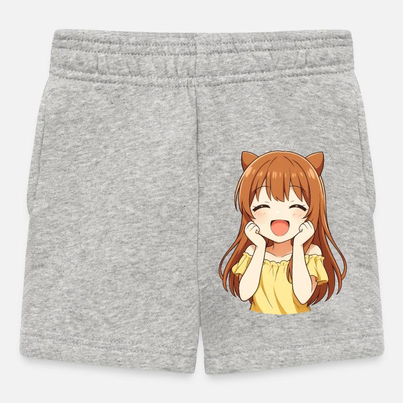 Kawaii Kätzchen sonnengelb - Baby Shorts - Grau meliert