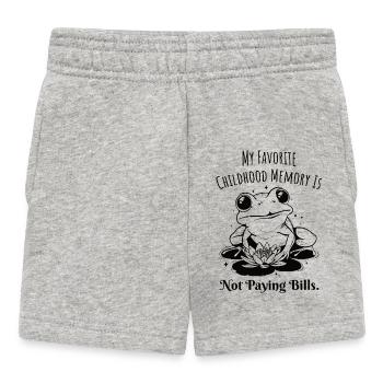 Childhood Memory Frog Not Paying Bills - Baby Shorts - heather grey - Front