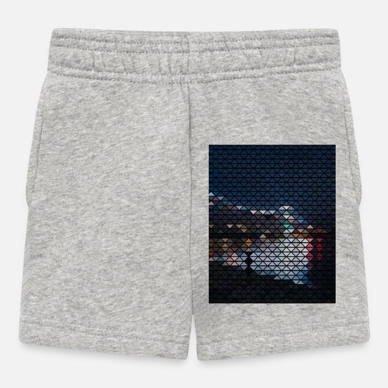 Géométrique coucher de soleil Chien Silhouette - Short Bébé - gris chiné