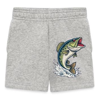 Bass Splash Fishing Illustration  - Baby Shorts - heather grey - Front