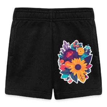 Bunter Blumenstrauß - Baby Shorts - Schwarz - Vorne