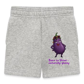 Born to Shine – Natürlich Glossy Aubergine  - Baby Shorts - Grau meliert - Vorne