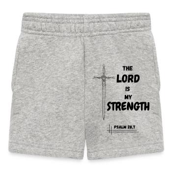 The Lord is my Strength - Baby Shorts - Grau meliert - Vorne