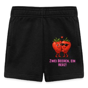 Deux baies, un cœur - Paire de fraises - Short Bébé - noir - Devant