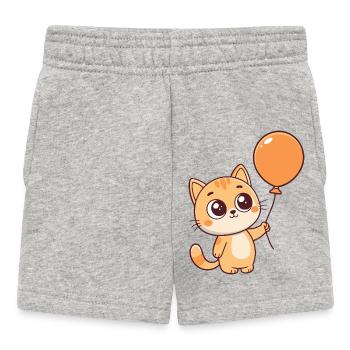 Kitten Kawaii Orange Balloon - Baby Shorts - heather grey - Front
