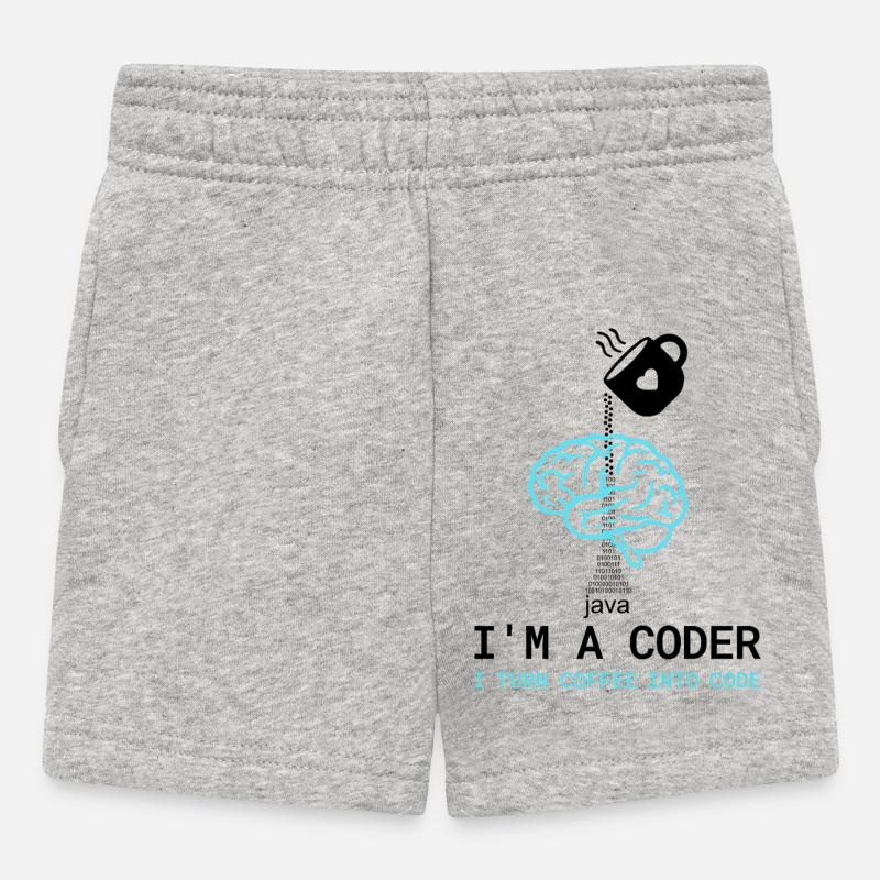 T-shirt Coder : Du café dans le code – Nerdy Programmie - Short Bébé - gris chiné