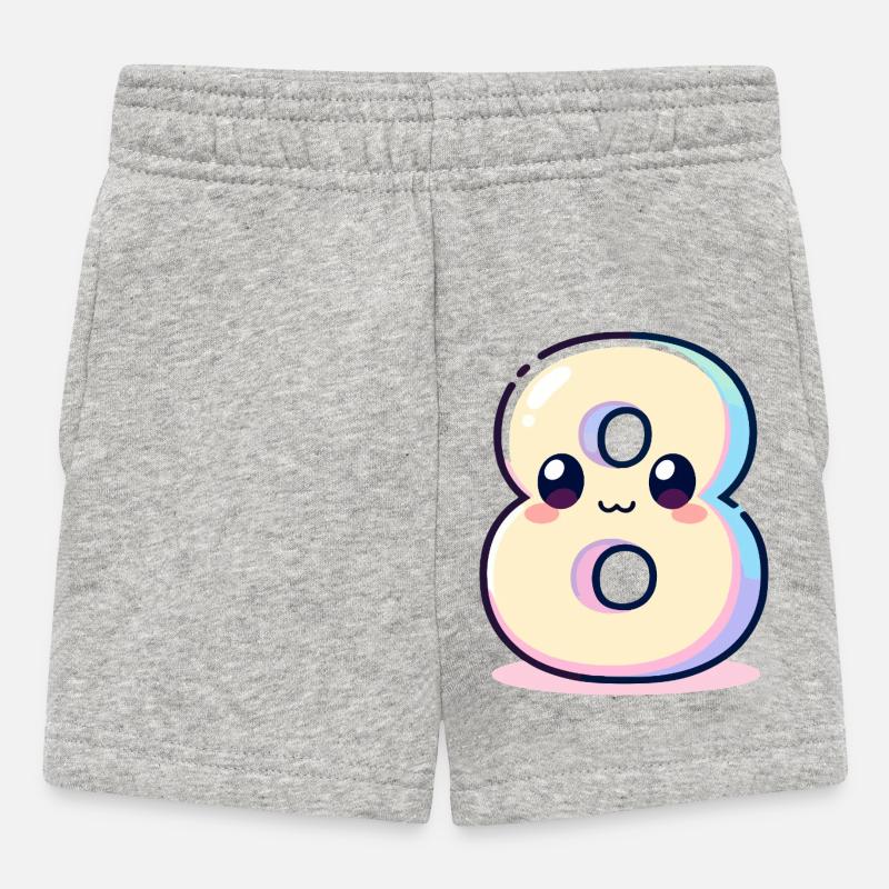 Numéro 8 Kawaii Rainbow - Short Bébé - gris chiné