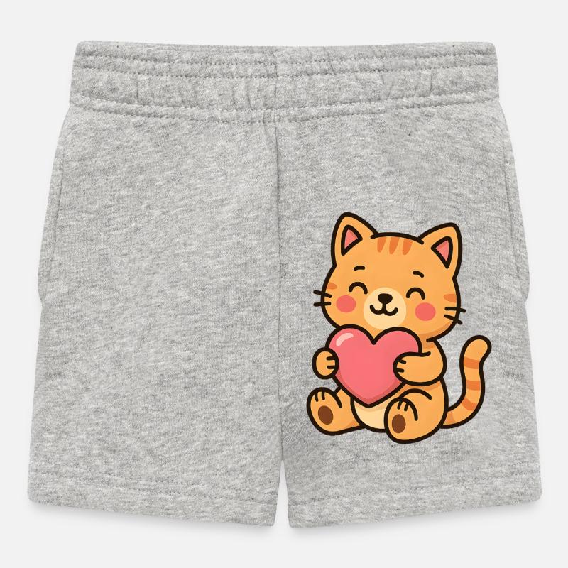 Petit chaton câlin au cœur rose - Short Bébé - gris chiné