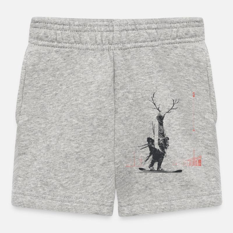 Waldgeist mit Geweihbaum - Short Bébé - gris chiné