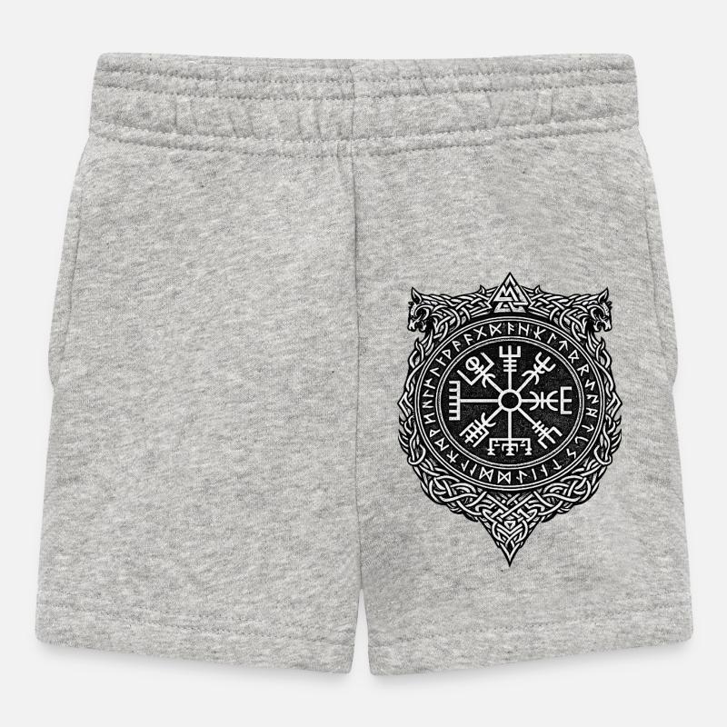 Conception du bouclier runique du cercle Vegvisir - Short Bébé - gris chiné