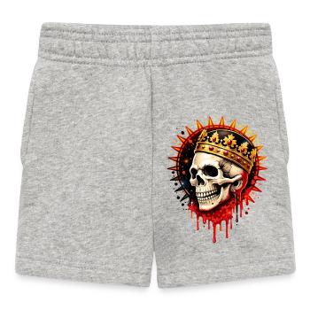 Gekrönter Totenkopf Kunst Illustration - Baby Shorts - Grau meliert - Vorne