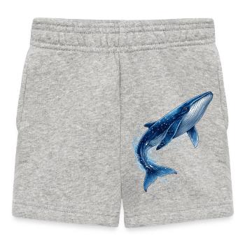 Blauwal Illustration im Sprung  - Baby Shorts - Grau meliert - Vorne