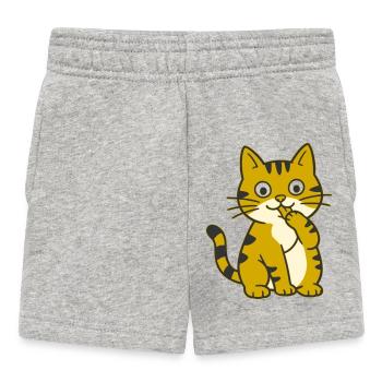Lèche la patte, chat cartoon mignon à patte - Short Bébé - gris chiné - Devant