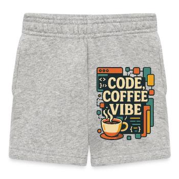 Code Coffee Vibe – Lustiges Programmer T-Shirt - Baby Shorts - Grau meliert - Vorne