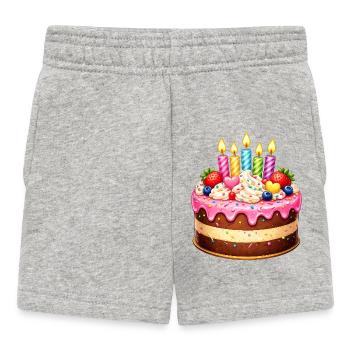 Geburtstagskuchen mit Kerzen - Baby Shorts - Grau meliert - Vorne