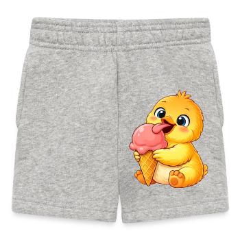 Süßes Küken mit Eis Cartoon - Baby Shorts - Grau meliert - Vorne