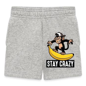 Singe sur banane : Reste fou - Short Bébé - gris chiné - Devant